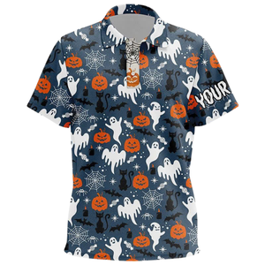 เสื้อโปโลพิมพ์ลายฟักทองฮาโลวีนผ้าระบายอากาศ - Product Image 5