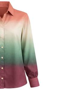 Chemisier décontracté à manches longues boutonné pour femme, dégradé corail, vert sauge et bordeaux, idéal pour le bureau – Fabricant de vêtements personnalisés OEM - Product Image 4