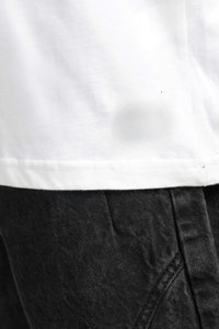 Camiseta Blanca Oversize para Hombre con Hombros Caídos, Ajuste Holgado, Cuello Redondo, Manga Corta, Algodón Grueso Premium, Estilo Casual Urbano, Camiseta Lisa - Product Image 3