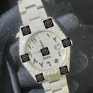 Montre de sport et d'affaires automatique mécanique de luxe personnalisée en acier inoxydable avec moissanite et chiffres arabes - Product Image 1