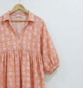 Plus Size Hand Block Print Cotton Midi Dress Women Floral Boho Summer Casual Loose Fit Breathable Handmade Dress - Product Image 5