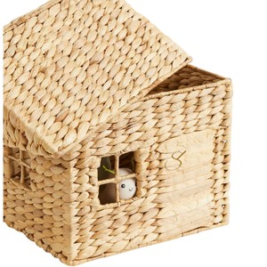 House Water Hyacinth Toy Basket with Lid Woven Kids Storage <b>Box</b> Decorative Dollhouse <b>Hamper</b> - Product Image 3