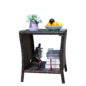 Tavolino da Caffè in Vetro Temperato Trasparente per Arredamento Esterno, Set Singolo - Product Image 6