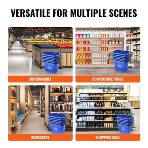 Set di 6 Grandi Cesti per la Spesa Portatili da 39L con Ruote e 8 Maniglie, Carrelli e Trolley in Plastica - Product Image 6