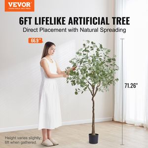 Albero di Eucalipto Artificiale Alto 1,8 Metri in PE Sicuro con Protezione Anti-Ribaltamento, Pianta Finta Realistica a Bassa Manutenzione - Product Image 2