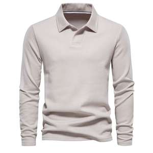 Polo à manches longues en pur coton pour homme 2026 – Collection Printemps-Été – Polo haut de gamme décontracté en coton uni pour homme 2026 - Product Image 3
