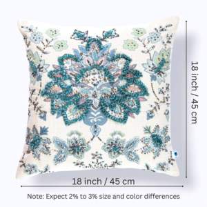 Decorative Throw <b>Pillow</b> Cover Soft Cotton Embroidered Cushion Cover, Couch <b>Sofa</b> Living Room <b>Pillow</b> Case 18 X 18’ - Product Image 4