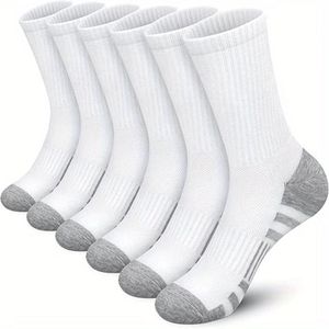 Men's Solid Color Crew Sports <b>Socks</b> Cross-Border Large Size Export Basketball Sweat-Absorbent Cotton Breathable Autumn <b>Black</b> - Product Image 5