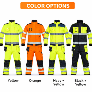 ชุดเซฟตี้แบบสะท้อนแสงของผู้ชายชุดทำงานสำหรับฤดูหนาวกันน้ำกันลมก่อสร้างโดยรวมโพลีเอสเตอร์ปลอดภัยออกแบบโลโก้ได้ตามต้องการ - Product Image 5