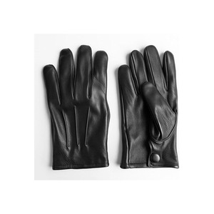 Genuine Sheepskin Leather <b>Touchscreen</b> <b>Gloves</b> Linen Lining Needle Detection Striped Wrist-Length for Men-Traveling - Product Image 5