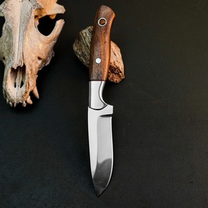 Couteau de chasse en acier inoxydable de 8,8 pouces, lame pleine longueur, manche en bois, lame fixe + étui - Product Image 3