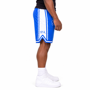 Phi Beta Sigma Royal Blue <b>White</b> Solid <b>Men's</b> Greek Letter Graphic Print High Quality Athletic Mesh Basketball <b>Shorts</b> - Product Image 4