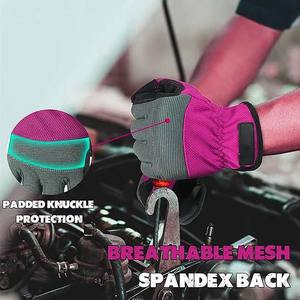 Gants de travail professionnels en tissu premium respirant avec dos en cuir, gants de conduite confortables pour la sécurité des mains - Product Image 3