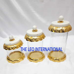 Wholesale Factory Food Grade Airtight Glass Jar Spice Sealable <b>Decorative</b> Glass Canister with Golden Flower - Product Image 2