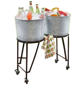 Grand Beautiful Hammered Silver Beverage Basin Classic Design 5L Capacity Portable Durable Rests Elegant Black Metal Stand - Product Image 4