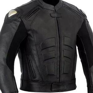 Chaqueta de Motociclista de Cuero Negra para Hombre, Cuello Alto, Transpirable, Protectora, Resistente al Viento, para Todas las Estaciones - Product Image 3