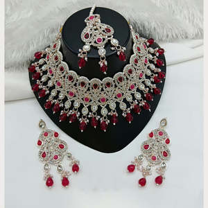Jewelemarket Fashion Jewelry Set Sparkle Austrian Stone Pearl and Beads Designer Choker Necklace 10575416BLP - Product Image 2