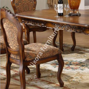 Ensemble de table à manger de style victorien artisanal de luxe pour 6 personnes, avec des sculptures ornées, finition en noyer de qualité supérieure - Product Image 3