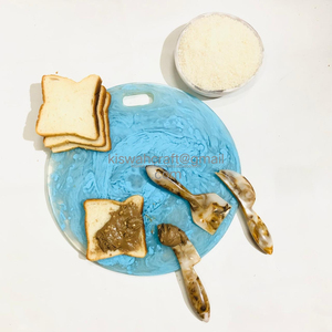 Tabla de Cortar de Resina Azul de Diseño Lujoso, Pulida, Ecológica, Accesorios de Cocina para Queso, Suministro Elegante de Estilo Europeo de Alta Gama - Product Image 5
