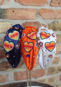 High-quality Rhinestone Embellishments Lightweight and Durable <b>Navy</b> Blue Beaded Heart Headband Women and Girls Fashion <b>Accessory</b> - Product Image 2