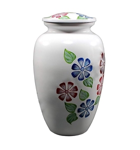 Urne funéraire artisanale en laiton doré, motif Coucher de soleil sur champ de blé, pour cendres humaines, avec illustration de l'horizon campagnard. - Product Image 4