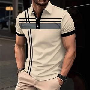Camiseta de Verano para Hombre, Transpirable, de Punto, Estampada, Informal Elegante, de Manga Corta, con Bolsillo, 100% Algodón - Product Image 3