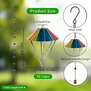 Chaîne de pluie artisanale colorée de qualité supérieure, ajoute un élément ludique et artistique au flux d'eau dans les jardins et les espaces extérieurs. - Product Image 4