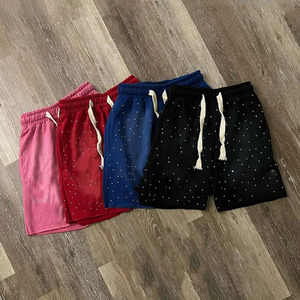 Pantalones cortos de lana para hombre, pantalones cortos de punto para estar en casa, pantalones cortos deportivos y pantalones cortos con pedrería, ropa deportiva con bolsillos y precios bajos. - Product Image 1