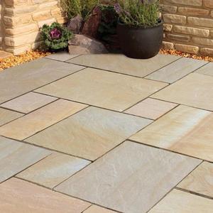Buff Natural Sandstone <b>Flag</b> Slabs Honed Surface Modern Design Villa Outdoor Paving Patio Stone Cut-to-Size - Product Image 3