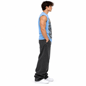 Men's Light Blue Tiger Graphic <b>Sleeveless</b> <b>T</b>-<b>Shirt</b> Oversized Streetwear Muscle Tank Top Custom Animal Print Summer Tee - Product Image 4
