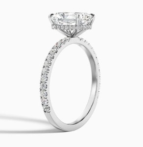 Anillo de Compromiso de Lujo con Moissanita de Corte Radiante y Engaste de Garra, Certificado, en Plata de Ley 925 Bañada en Oro Blanco, Anillo Delicado - Product Image 4