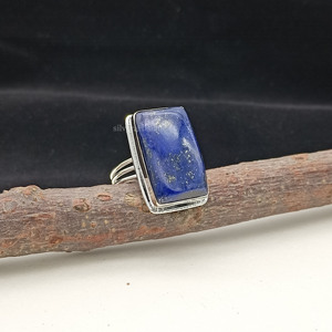 แหวนทำมือจากพลอยลาพิส ลาซูลีธรรมชาติ เงินแท้ 925 แหวนสำหรับทุกเพศ - Product Image 3