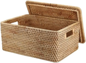 Vietnamese Handicraft Rattan <b>Basket</b> Natural Woven Wicker Storage <b>Basket</b> with Lid Home Organization Laundry <b>Basket</b> - Product Image 6
