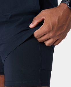 Lightweight Men's Solid Color Quick Dry Breathable Spandex/Cotton Sport Shorts Pockets Elastic Waist <b>Mid</b> Length Running Workout - Product Image 4