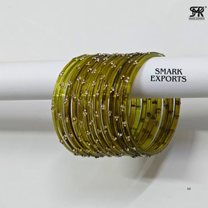 Elegant Kashmiri Glass <b>Bangles</b> Set Gold Stone Studded Indian Traditional Chudi Bridal Jewelry Stylish Women Ethnic <b>Bracelet</b> - Product Image 4