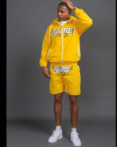 Custom Embroidered <b>Men's</b> Nylon Windbreaker <b>Jacket</b> and Shorts Set Water Resistant Lightweight Tracksuit - Product Image 4