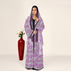 Abaya de Chifón con Estampado Floral, Mangas Fluidas, Pañuelo para la Cabeza, Abertura Frontal, Modesta, Musulmana, para Eid y Ramadán, Largo hasta el Suelo, Tallas Grandes, para Mujeres Árabes - Product Image 3