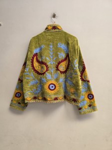 Olive <b>Green</b> <b>Velvet</b> Suzani Jacket for Women Handmade Floral Paisley Embroidery Boho Ethnic Coat Wholesale Designer Outerwear - Product Image 2
