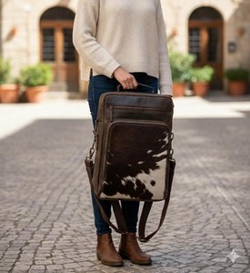 Sac à dos en cuir véritable rustique avec fermeture éclair, personnalisable, style vintage, pour ordinateur portable, voyage, école, unisexe HNBP-0060 - Product Image 2