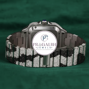 นาฬิกา Pragalbh Jewels Luxury Bust Down ประดับเพชรโมอิสซาไนต์ หน้าปัดลายพราง ฝังเพชรเต็มเรือน ตัวเรือนสแตนเลส สไตล์ฮิปฮอป - Product Image 2