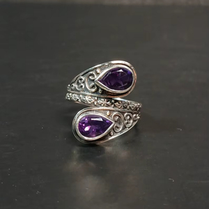 Sterling <b>Silver</b> Amethyst <b>Ring</b> Size 8 5 Handmade Gemstone <b>Ring</b> Made In India Jewelry Gift For Women Elegant - Product Image 1