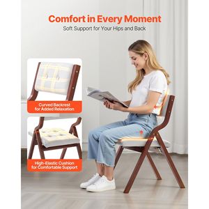 Set di 4 Sedie Pieghevoli Portatili Imbottite Moderne con Telaio in Legno, Comode Sedie Pieghevoli in Legno per Sala da Pranzo - Product Image 3
