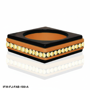 Bracelet jonc géométrique hexagonal Art Déco bicolore en résine avec accents de citrine, bijou audacieux et massif pour femme - Product Image 3