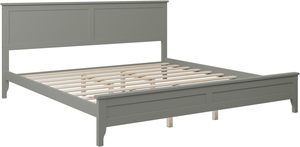 Cama moderna de plataforma de madera maciza gris con construcción robusta Fácil montaje Diseño tradicional Comodidad optimizada - Product Image 6