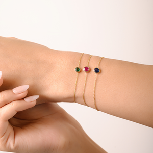 Pulsera de Oro Sólido de 14K con Zafiro Azul Engastado en Bisel, Precio Mayorista de Fábrica, Joyería Apilable para Uso Diario, Proveedor - Product Image 4