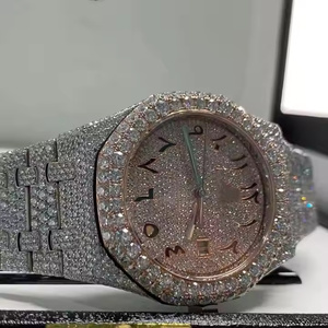 Reloj de cuarzo con diamantes de moissanita Aura Platinum Frost para hombre, reloj de pulsera de lujo premium, reloj de pulsera elegante con diamantes. - Product Image 3