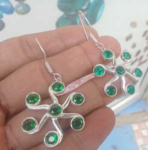 ต่างหูเงินแบบประณีตสไตล์เยอรมันสุดเท่ห์ของจักระต่างหูหินอัญมณีหลากสีสวยดีไซน์สำหรับผู้หญิง - Product Image 1