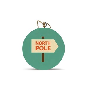 Ornement de Noël rond en bois de qualité supérieure, motif Pôle Nord, pour décoration suspendue de sapin de Noël et décoration intérieure de fêtes - Product Image 3