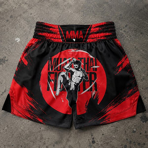New Style Custom Made Solid Color <b>Polyester</b> Oxford Knitted Casual Muay Thai MMA <b>Boxer</b> Shorts Breathable Elastic Waist Waterproof - Product Image 6
