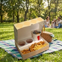 Boîte à pizza anti-graisse personnalisée en papier kraft enduit de PE, recyclable, avec doublure en éponge, gaufrée, pour frites et plats à emporter